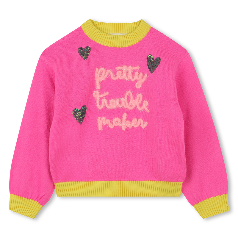 Sequin Hearts Jumper - Pink