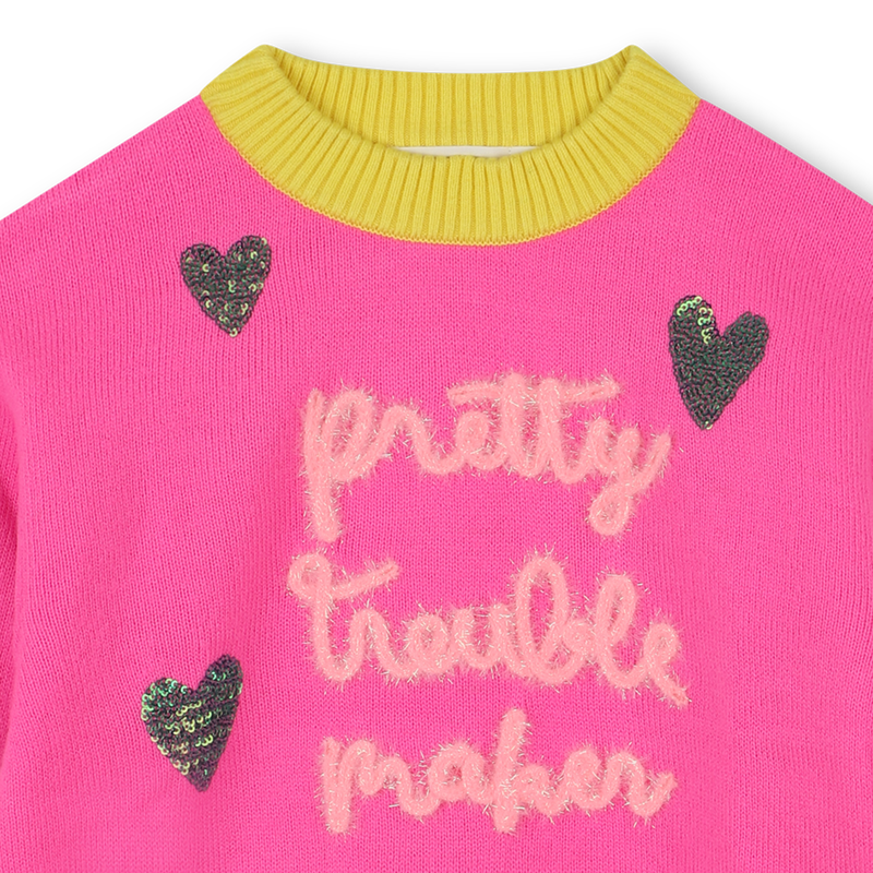 Sequin Hearts Jumper - Pink