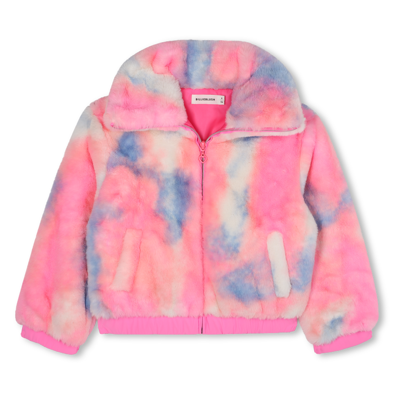Fluffy Faux Fur Coat - Pink