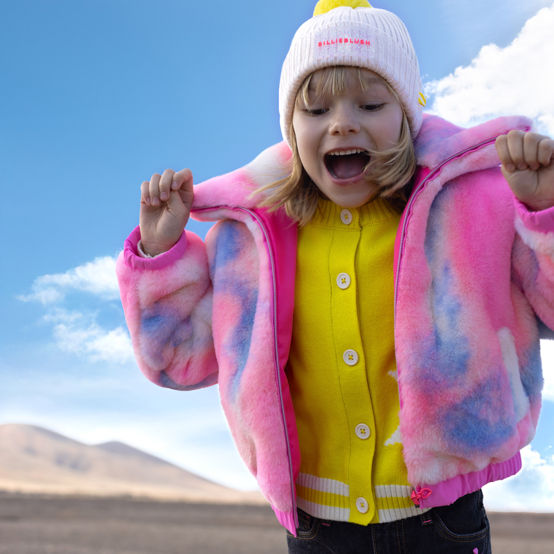 Fluffy Faux Fur Coat - Pink