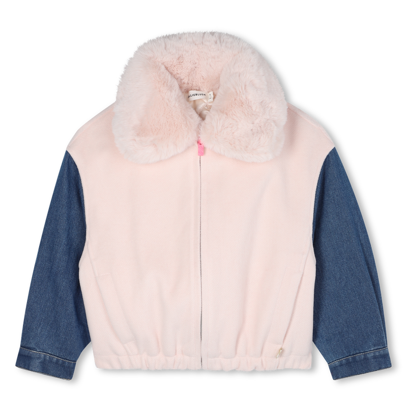 FauxFur Collar Woolen Jacket - Pink Courage