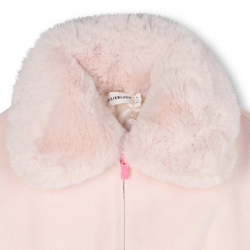 FauxFur Collar Woolen Jacket - Pink Courage