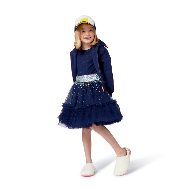 Sequin French Terry Cardigan - Navy