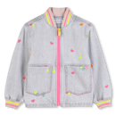 Heart Embroider Denim Jacket - Denim Grey
