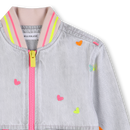 Heart Embroider Denim Jacket - Denim Grey