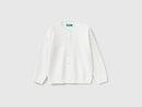 Girls Round Neck Cardigan - White