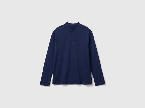 Boys Turtle Neck Long Sleeve T-Shirt - Navy
