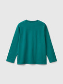 College Style Long Sleeve T-Shirt - Dark Green