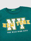 College Style Long Sleeve T-Shirt - Dark Green