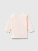 Front Print Long Sleeve T-Shirt - Soft Pink
