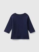 Front Print Long Sleeve T-Shirt - Navy