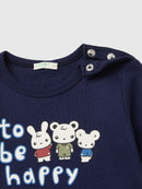 Front Print Long Sleeve T-Shirt - Navy