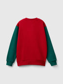 Front Logo Round Neck Sweatshirt - Red/navy