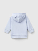 Plain Zipped Hoodie - Light Blue
