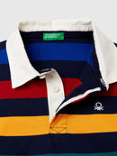 Boys Striped Long Sleeve Polo Shirt - Navy/yellow