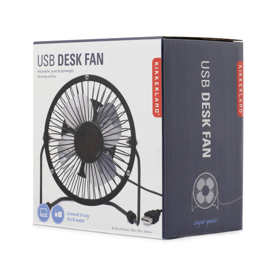 USB Metal Desk Fan - Black