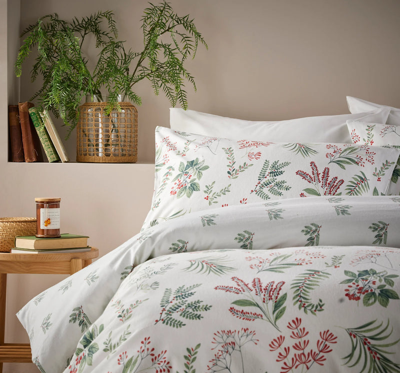 Festive Sprigs Flannelette Duvet Cover Set