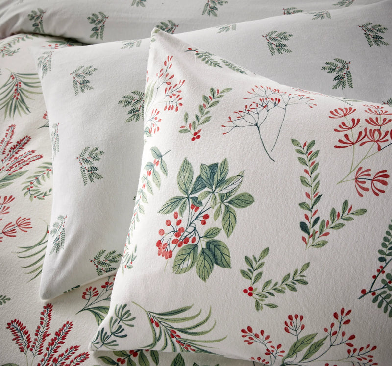Festive Sprigs Flannelette Duvet Cover Set