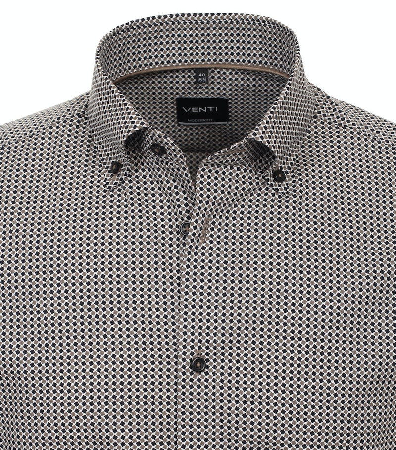 Modern Fit Print Shirt - Brown