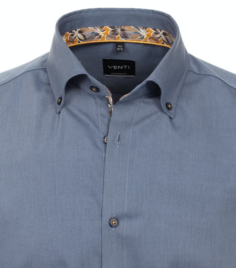 Modern Fit Plain Shirt - Blue