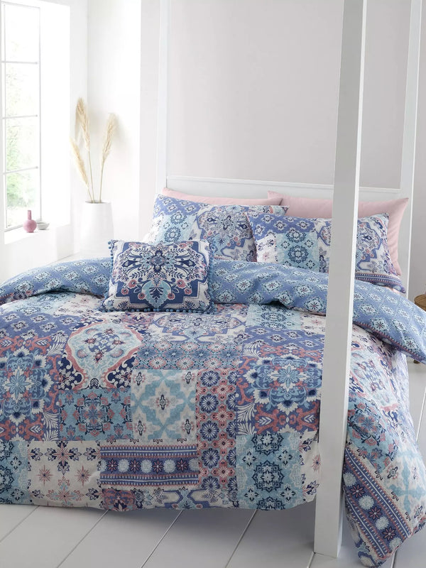 Boho Patchwork Duvet Cover Set - Blue