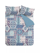 Boho Patchwork Duvet Cover Set - Blue