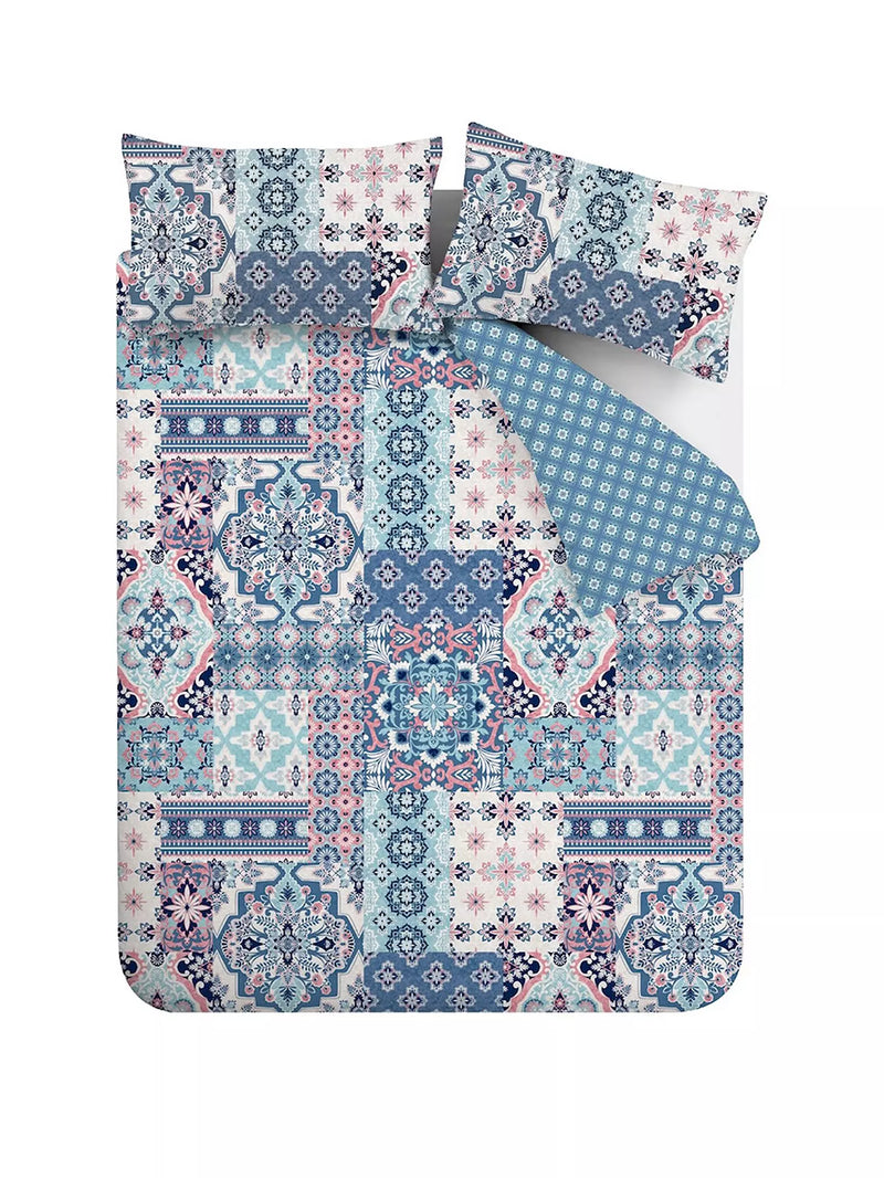 Boho Patchwork Duvet Cover Set - Blue