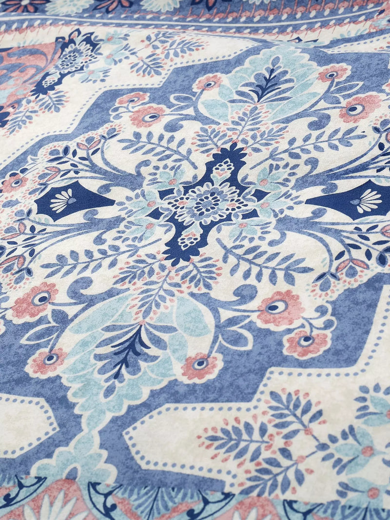Boho Patchwork Duvet Cover Set - Blue