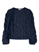 Edith Flounce Top - Navy Blazer
