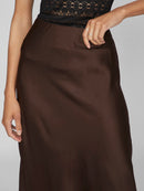 Ellette High Waist Midi Skirt - Coffee Bean