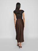 Ellette High Waist Midi Skirt - Coffee Bean