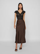 Ellette High Waist Midi Skirt - Coffee Bean