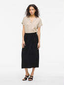 Enna Ravenna Satin Short Sleeve Top - Cement