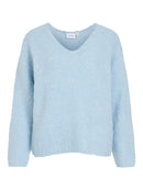 Musana Rib Fit V Neck Jumper - Skyway