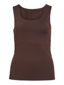 Kenza U-Neck Sleeveless Tank Top - Coffee Bean
