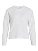 Siquin Round Neck Sequin Jumper - Cloud Dancer/sequins