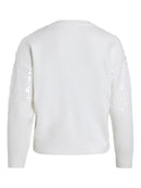 Siquin Round Neck Sequin Jumper - Cloud Dancer/sequins