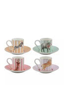 Set of 4 Espresso Cups & Saucers