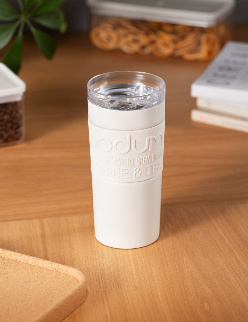 Travel Mug 0.35L with Clear Lid - Off White