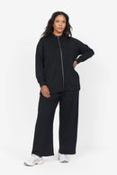 ZIPPED SWEATSHIRT WITH HOOD - Black