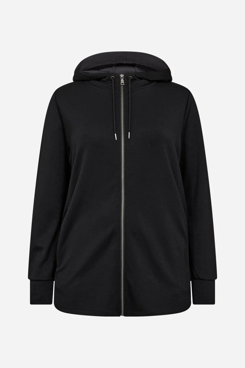 ZIPPED SWEATSHIRT WITH HOOD - Black
