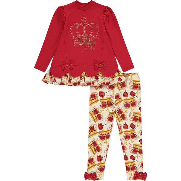 Claire Crown Leggings Set - Red