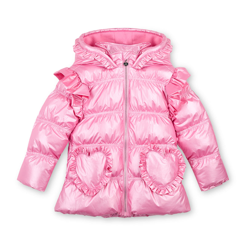 Liliana Heart Pocket Padded Jacket - Peony Pink