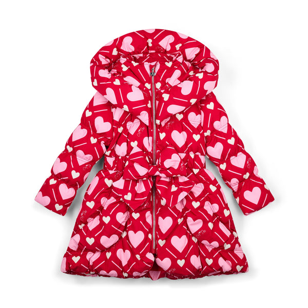 Lauren Heart Print Bow Jacket - Vibrant Red