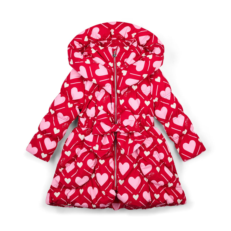 Lauren Heart Print Bow Jacket - Vibrant Red