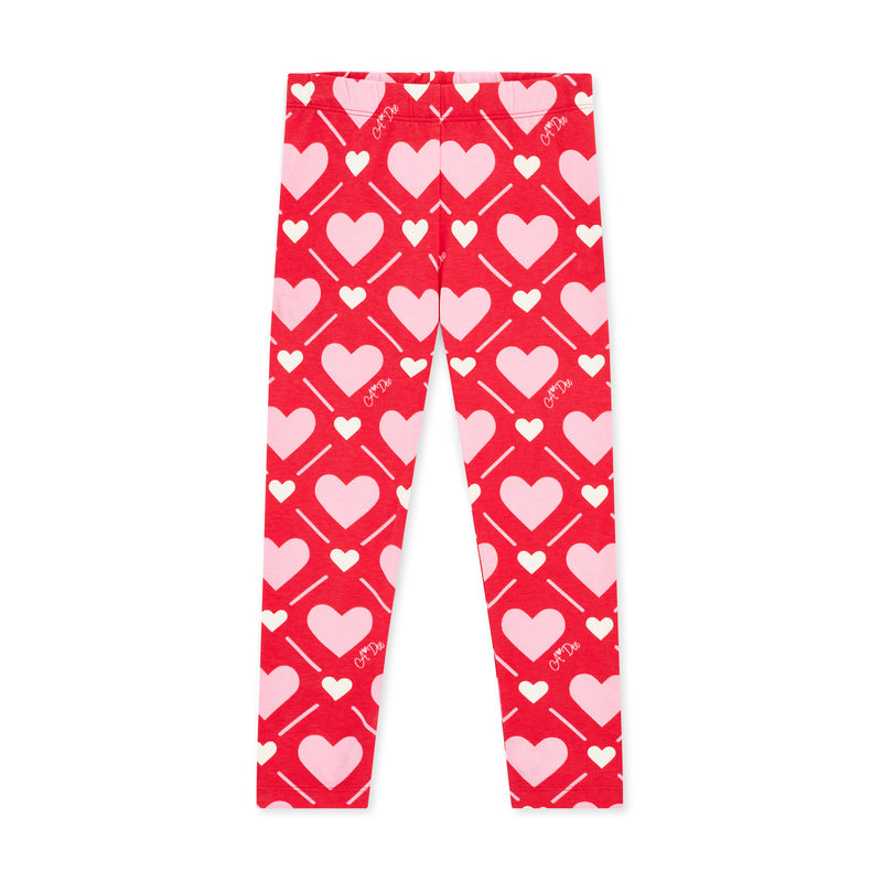 Lola Heart Print Legging Set - Vibrant Red