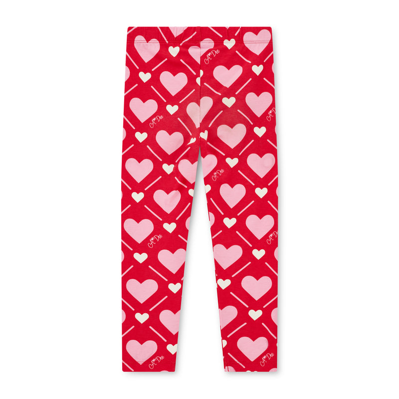 Lola Heart Print Legging Set - Vibrant Red