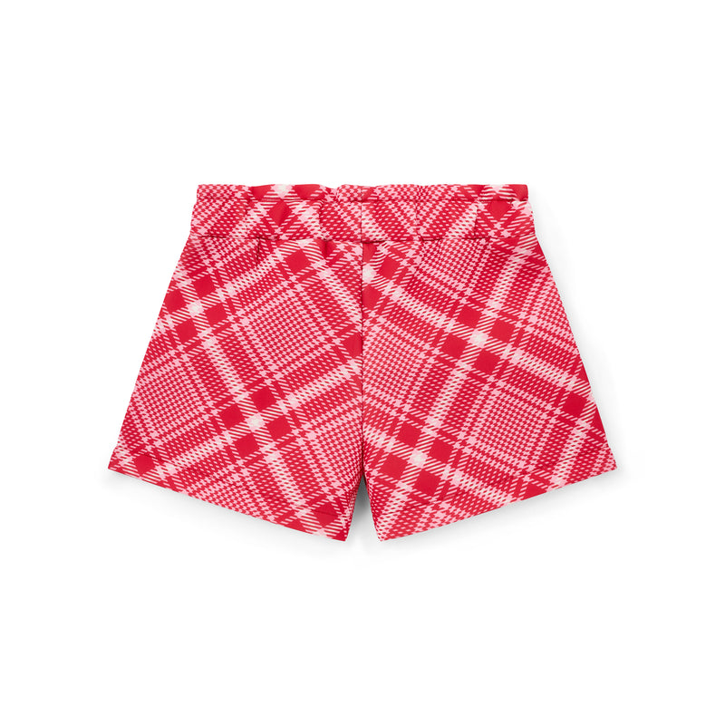 Lexi Check Bow Short Set - Vibrant Red