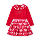 Lara Heart Print Mix Dress - Vibrant Red