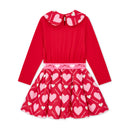 Lara Heart Print Mix Dress - Vibrant Red
